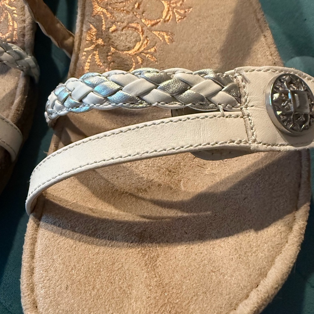 ARTREX Jillian Braided Wedge Sandals White Silver Cork Wedge  Size 11 - Picture 7 of 12
